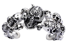 Load image into Gallery viewer, Biker Jewelry Crazy Skull Cuff Bracelet Stainless Steel SB42