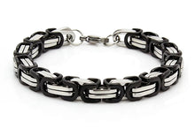Load image into Gallery viewer, 7mm Byzantine Unisex Bracelet Stainless Steel Black & Chrome SB96