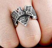 Load image into Gallery viewer, American Biker Eagle Banner Ring Stainless Steel Unisex Biker Jewelry SR93