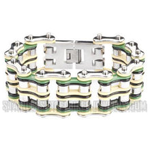 Load image into Gallery viewer, Heavy Metal Jewelry Men's Motorcycle Bike Chain Bracelet Multi-Colored Links Stainless Steel