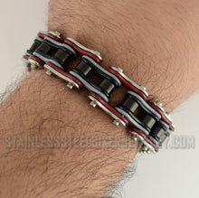 Load image into Gallery viewer, Heavy Metal Jewelry Men's Motorcycle Bike Chain Biker Bracelet Stainless Steel Multi-Color/Double Link