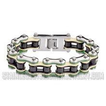 Load image into Gallery viewer, Heavy Metal Jewelry Men's Motorcycle Bike Chain Biker Bracelet Stainless Steel Multi-Color/Double Link