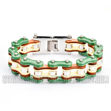 Load image into Gallery viewer, Heavy Metal Jewelry Men's Motorcycle Bike Chain Biker Bracelet Stainless Steel Multi-Color/Leather