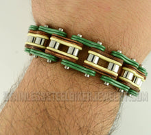 Load image into Gallery viewer, Heavy Metal Jewelry Men's Motorcycle Bike Chain Biker Bracelet Stainless Steel Multi-Color/Leather