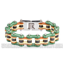 Load image into Gallery viewer, Heavy Metal Jewelry Men's Motorcycle Bike Chain Biker Bracelet Stainless Steel Multi-Color/Leather