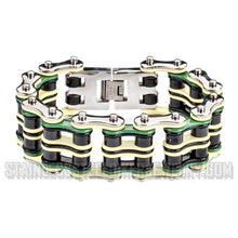 Load image into Gallery viewer, Heavy Metal Jewelry Men's Primary Motorcycle Bike Chain Bracelet Multi-Color Links Stainless Steel