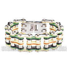 Load image into Gallery viewer, Heavy Metal Jewelry Men's Primary Motorcycle Bike Chain Bracelet Multi-Color/Leather Stainless Steel