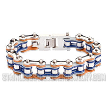 Load image into Gallery viewer, Heavy Metal Jewelry Men's Motorcycle Bike Chain Biker Bracelet Stainless Steel Multi-Color/Leather Double Link