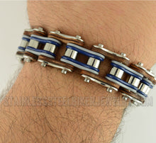 Load image into Gallery viewer, Heavy Metal Jewelry Men's Motorcycle Bike Chain Biker Bracelet Stainless Steel Multi-Color/Leather Double Link