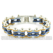 Load image into Gallery viewer, Heavy Metal Jewelry Men's Motorcycle Bike Chain Biker Bracelet Stainless Steel Multi-Color/Leather Double Link