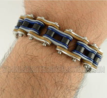 Load image into Gallery viewer, Heavy Metal Jewelry Men's Motorcycle Bike Chain Biker Bracelet Stainless Steel Multi-Color/Leather Double Link