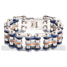 Load image into Gallery viewer, Heavy Metal Jewelry Men's Primary Motorcycle Bike Chain Bracelet  Multi-Color/Leather  Stainless Steel
