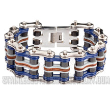 Load image into Gallery viewer, Heavy Metal Jewelry Men's Primary Motorcycle Bike Chain Bracelet Multi-Color/Leather  Stainless Steel