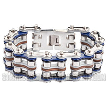 Load image into Gallery viewer, Heavy Metal Jewelry Men's Primary Motorcycle Bike Chain Bracelet  Multi-Color/Leather  Stainless Steel