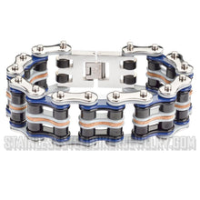Load image into Gallery viewer, Heavy Metal Jewelry Men's Primary Motorcycle Bike Chain Bracelet Multi-Color/Leather  Stainless Steel