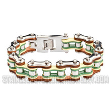 Load image into Gallery viewer, Heavy Metal Jewelry Men's Motorcycle Bike Chain Biker Bracelet Stainless Steel Multi-Color/Leather Double Link