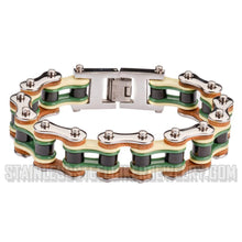 Load image into Gallery viewer, Heavy Metal Jewelry Men's Motorcycle Bike Chain Biker Bracelet Stainless Steel Multi-Color/Leather