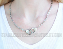 Load image into Gallery viewer, Handcuff Jewelry Ladies Biker Handcuff Pendant Necklace Stainless Steel SP2