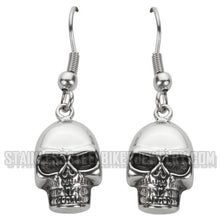 Load image into Gallery viewer, Biker Jewelry Ladies French Wire skull Earrings Stainless Steel Unisex SE36