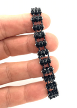 Load image into Gallery viewer, All Black & Bad Motorcycle Bike Chain Ladies Bracelet with Black Crystals Stainless Steel SB176