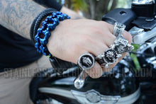 Load image into Gallery viewer, Heavy Metal Jewelry Men's Motorcycle Bike Chain Bracelet  Electric Blue  Stainless Steel