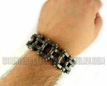 Load image into Gallery viewer, Heavy Metal Jewelry Men's Motorcycle Bike Chain Bracelet Gunmetal Stainless Steel