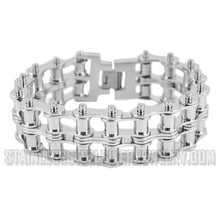Load image into Gallery viewer, Heavy Metal Jewelry Men's Motorcycle Drive Chain Bracelet Chrome Stainless Steel