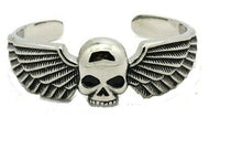 Load image into Gallery viewer, Biker Skull Jewelry Skull & Wings Cuff Motorcycle Biker Stainless Steel Bracelet SB125