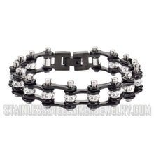 Load image into Gallery viewer, Heavy Metal Jewelry Ladies Motorcycle Bike Chain Stainless Steel Bracelet All Black Links SB1917