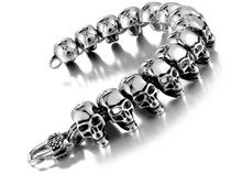Load image into Gallery viewer, Biker Jewelry's Men's Heavy Skull Biker Bracelet Stainless Steel SB37