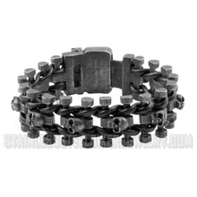 Load image into Gallery viewer, Biker Jewelry's Men's Leather / Stainless Steel Skull Biker Bracelet SB68