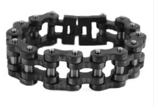 Load image into Gallery viewer, 3/4 inches Wide Stainless Steel Motorcycle Bike Chain Bracelet Gunmetal Huge SB95
