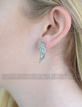 Load image into Gallery viewer, Heavy Metal Jewelry Ladies Angel Wing Bling Earrings Stainless Steel SE16