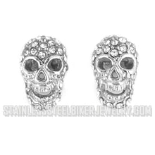 Load image into Gallery viewer, Biker Jewelry 3-D Ladies Bling Skull Earrings Stainless Steel SE13