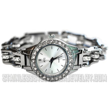 Load image into Gallery viewer, Bike Chain Tennis Bling Watch Bling Bezel Ladies Stainless Steel Watch W3
