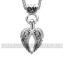 Load image into Gallery viewer, Heavy Metal Jewelry Ladies Angel Wing Heart Pendant Necklace Matching Earrings Set Stainless Steel SP2280