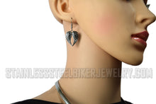 Load image into Gallery viewer, Heavy Metal Jewelry Ladies Large Angel Wing Pendant Omega Chain Stainless Steel Matching Earring Set SP2550