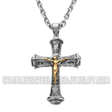 Load image into Gallery viewer, Heavy Metal Catholic Crucifix Cross Pendant Necklace Stainless Steel Religious Jewelry SP56