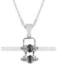 Load image into Gallery viewer, Heavy Metal Jewelry Ladies Mini Motorcycle Bike Chain Pendant Necklace Stainless Steel Chrome/Black Crystals SP2206N