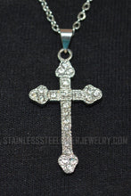 Load image into Gallery viewer, Ladies Bling Cross Charm / Pendant Necklace Stainless Steel Religious Jewelry