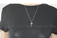 Load image into Gallery viewer, Ladies Bling Cross Charm / Pendant Necklace Stainless Steel Religious Jewelry