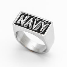 Load image into Gallery viewer, "NAVY" Signet Ring Military Unisex Ring Stainless Steel SR100