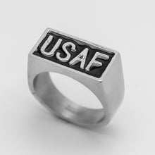 Load image into Gallery viewer, "USAF" Signet Ring Air Force Stainless Steel Unisex Military Ring SR101