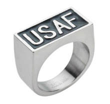 Load image into Gallery viewer, "USAF" Signet Ring Air Force Stainless Steel Unisex Military Ring SR101