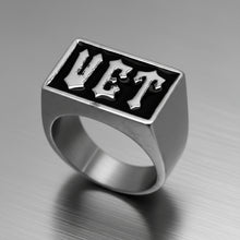 Load image into Gallery viewer, "VET" Signet Ring Veterans Military Stainless Steel Unisex Ring SR102