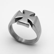 Load image into Gallery viewer, Smooth Iron Cross Ring Unisex Biker Stainless Steel Ring SR12