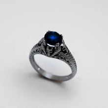 Load image into Gallery viewer, Heavy Metal Jewelry Ladies Blue Solitaire Ring Stainless Steel SR152