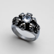 Load image into Gallery viewer, Heavy Metal Jewelry Ladies Skull Roses Ring Stainless Steel SR153