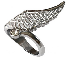 Load image into Gallery viewer, Heavy Metal Jewelry Ladies Angel Wing Stone Ring Stainless Steel SR155