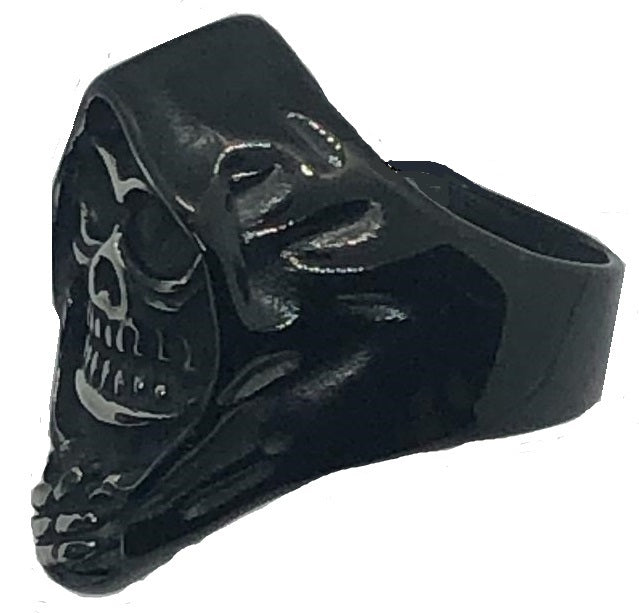 Anello Biker Con Testa Di Grim Reaper In Argento Sterling E Ascia - Foto 8